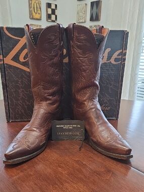 Lucchese Dark Brown Leather Western Boots